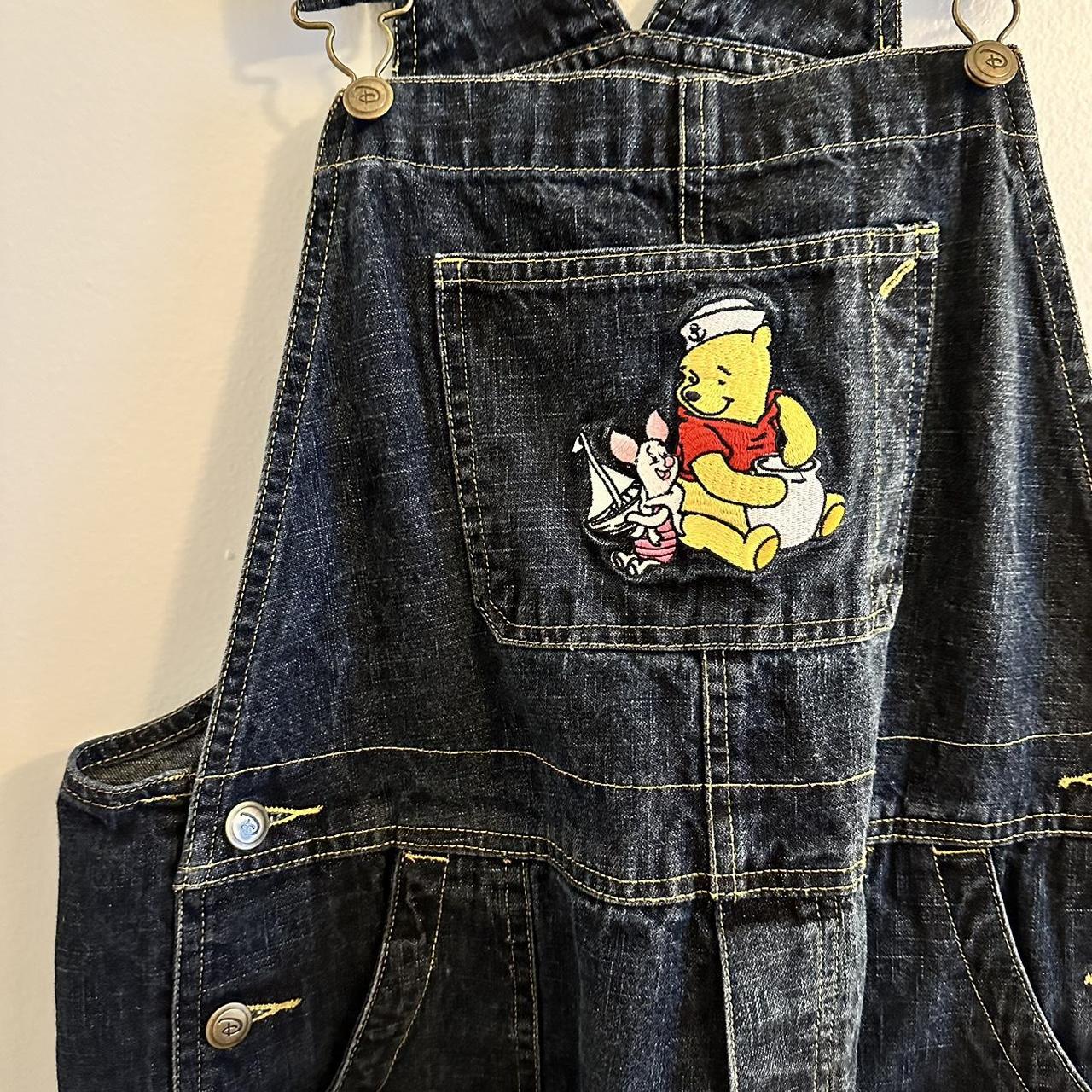 Winnie the Pooh overall shorts/ shortalls Dark... Depop