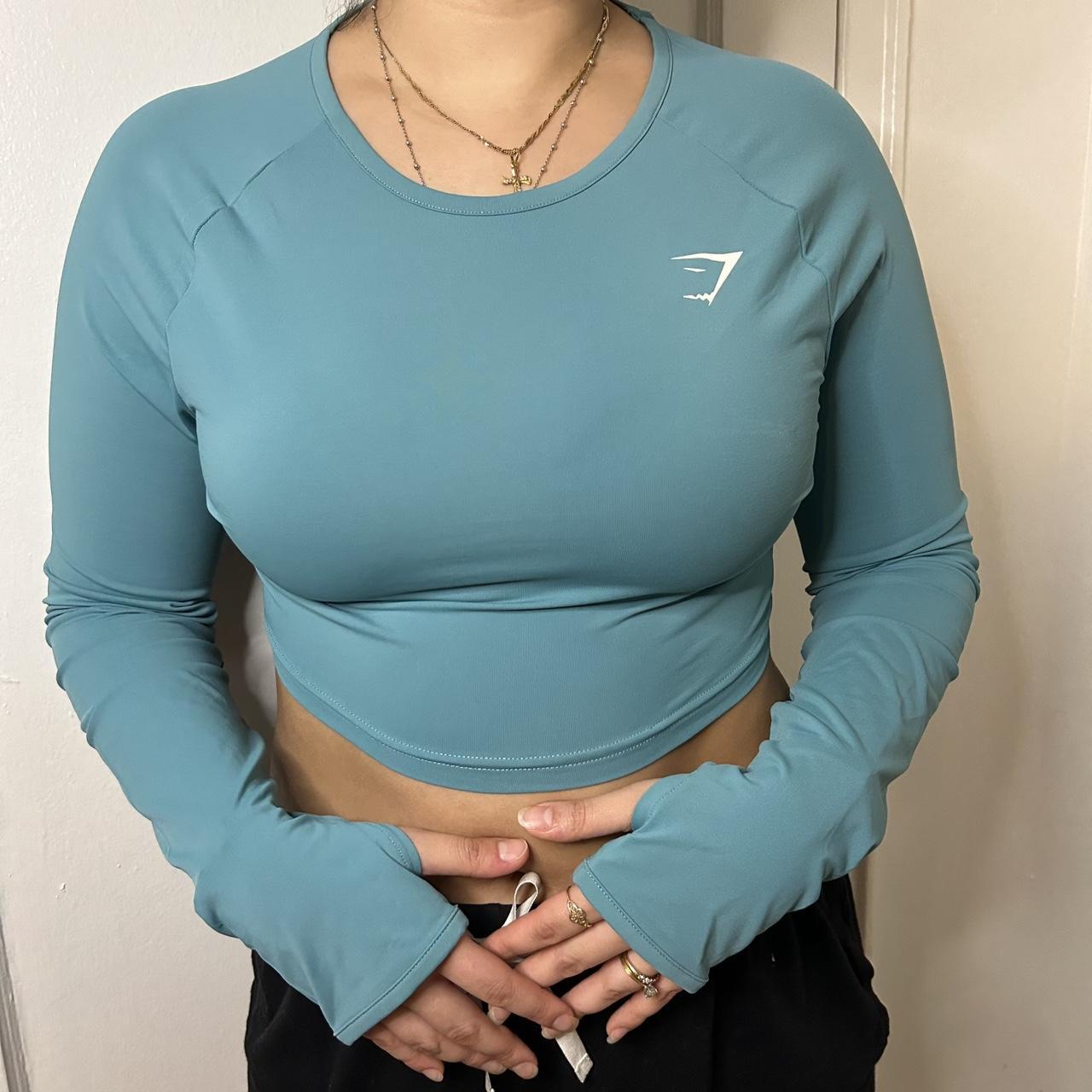 Gymshark Training Long Sleeve Crop Top - Charred Blue