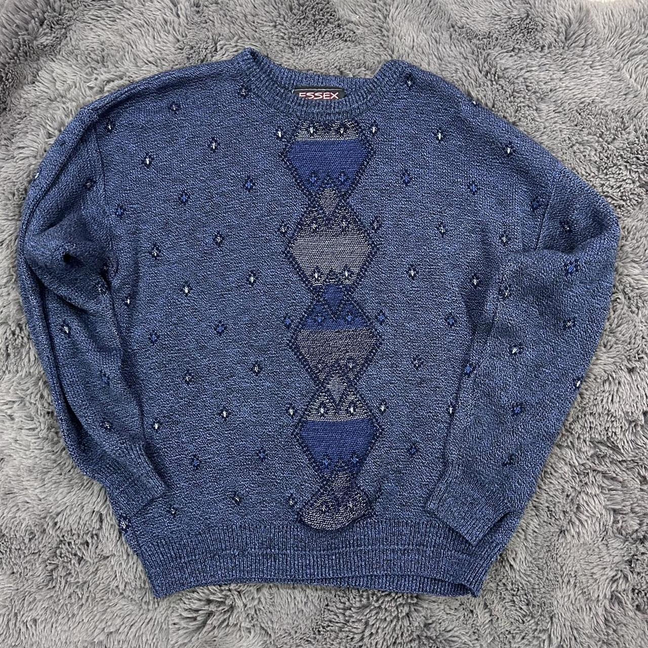 essex grandpa argyle blue sweater doesn’t say the... - Depop