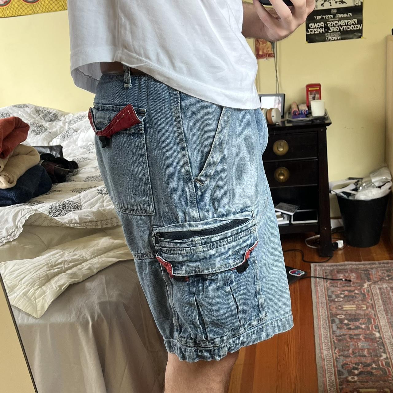 Faded Glory Men's Blue and Red Shorts Depop