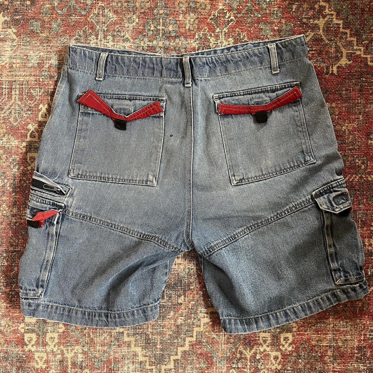 Faded Glory Men's Blue and Red Shorts Depop