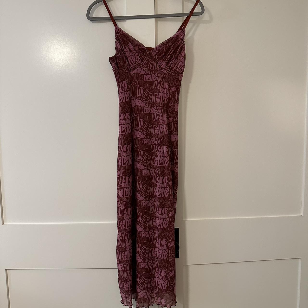 Urban Outfitters Women's Pink and Burgundy Dress | Depop