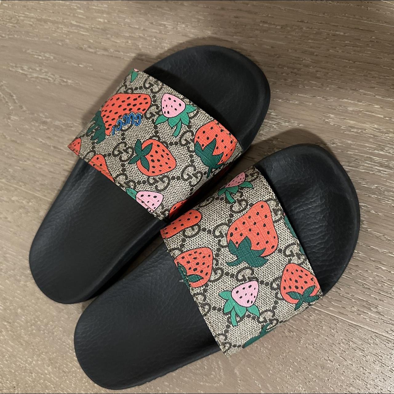 Gucci Slides Strawberry Print Got them as a gift... Depop