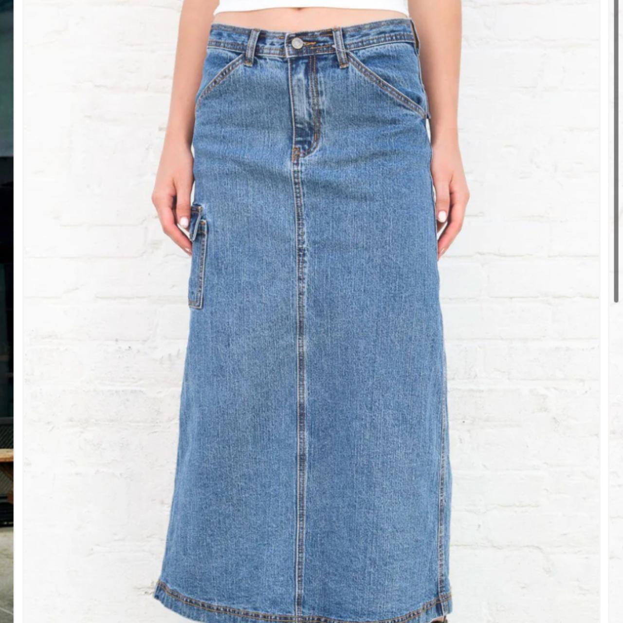 brandy melville long maxi denim skirt perfect... - Depop