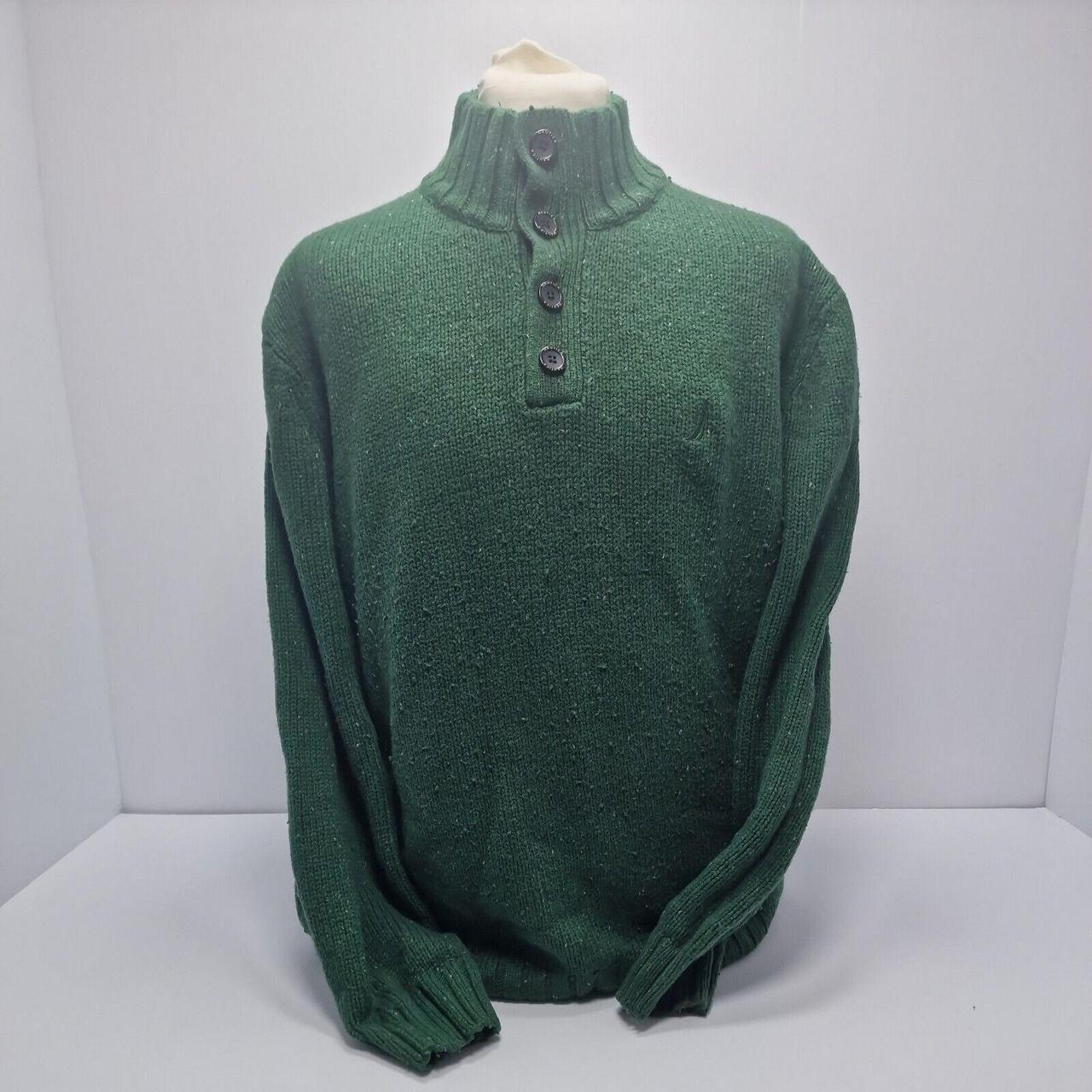 Nautica Thick knit 1/4 button Neck Jumper XXL... - Depop