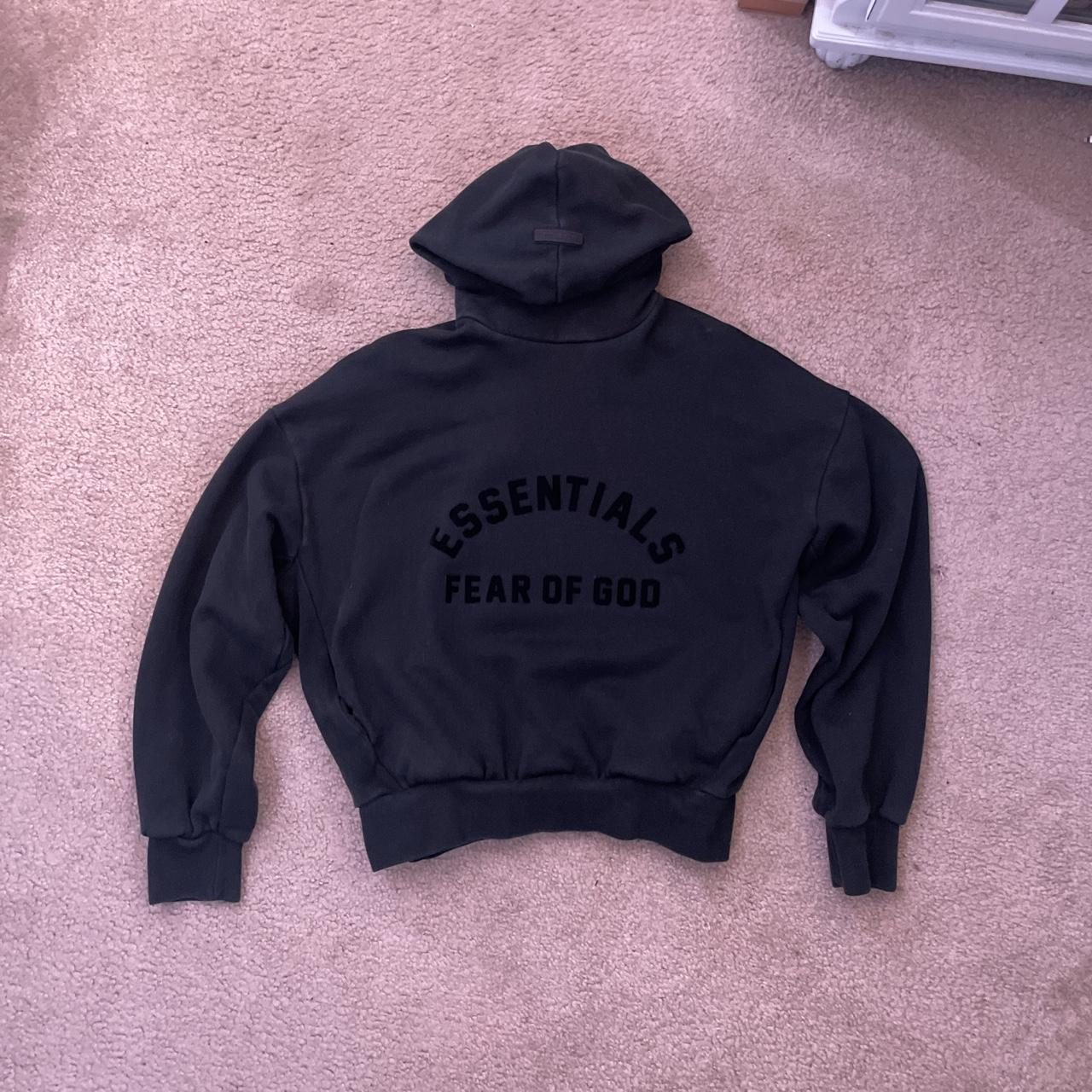 Fear Of God Essentials Hoodie In The Jet Black Color Depop 7351