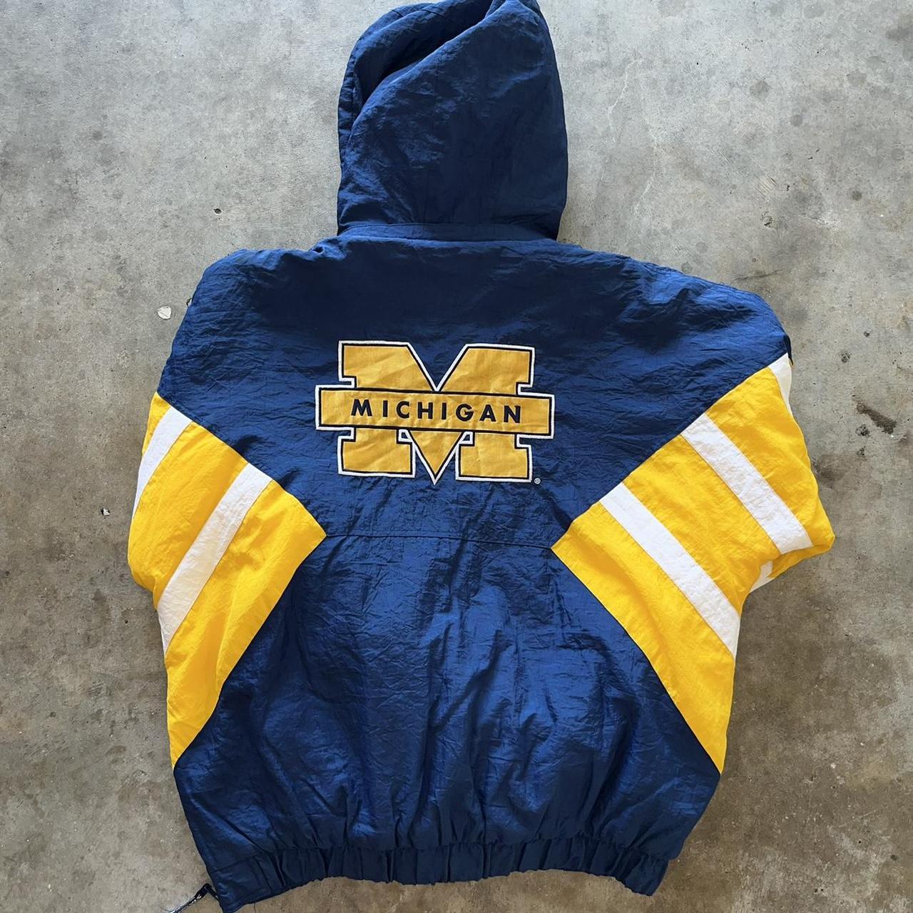 Vintage University Of Michigan Starter Puffer Jacket - Depop