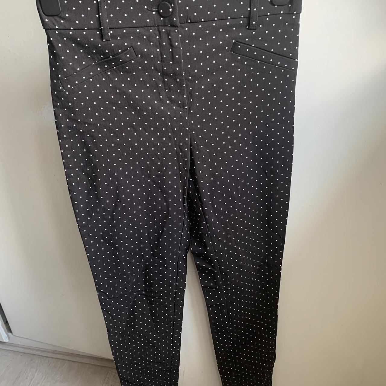 Black and white spotty work pants with tags Size 6-8... - Depop