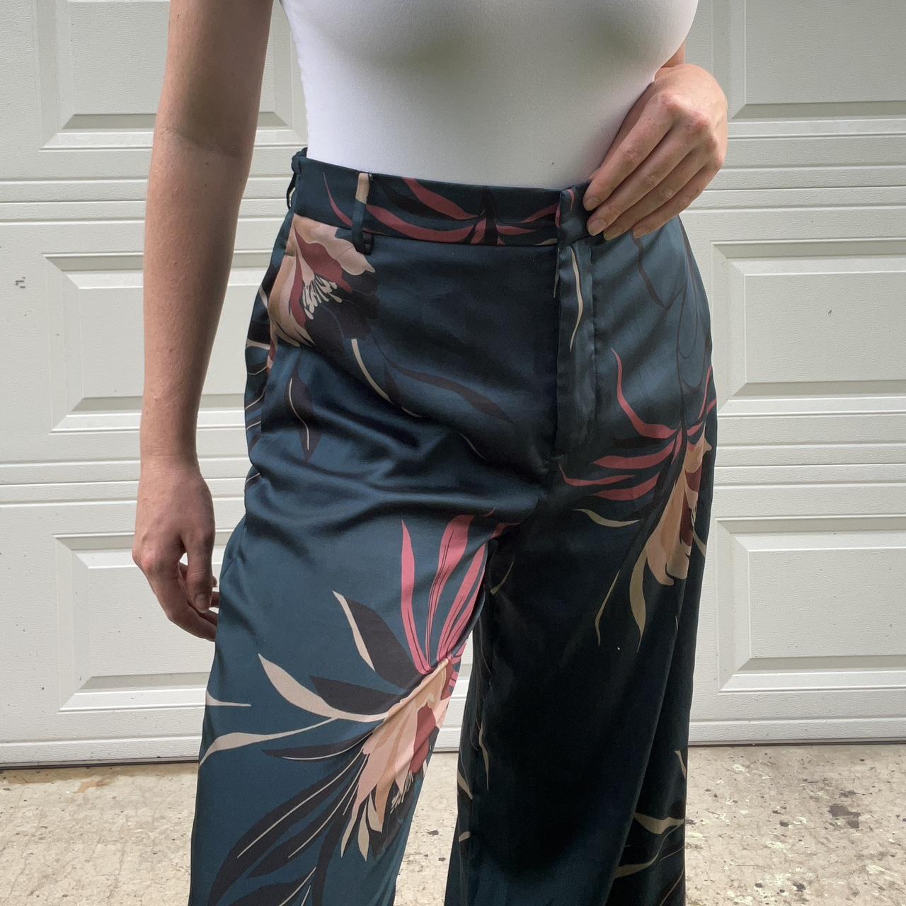 Zara Emerald Floral Print Flare Pants