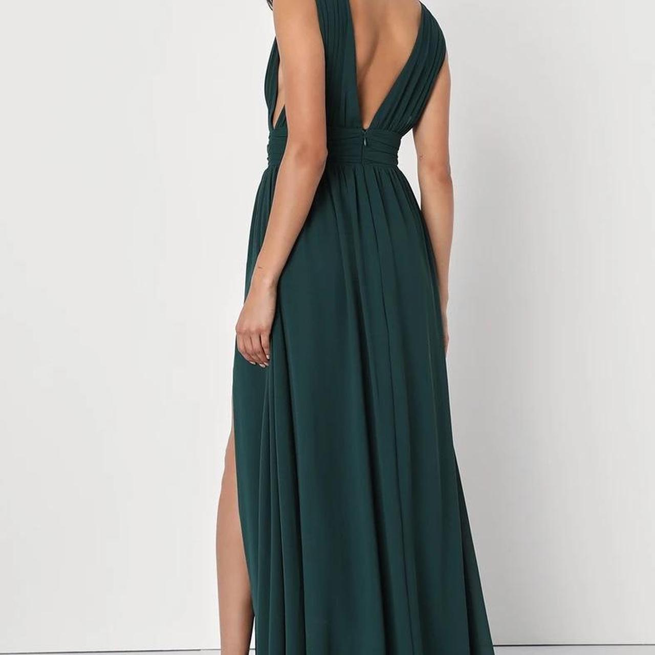 Heavenly hues forest green fashion maxi dress