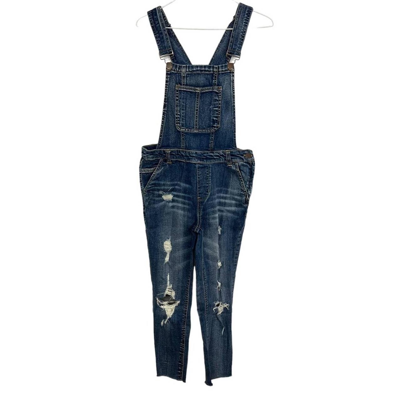 Dollhouse Distressed Cropped Denim Overalls Size... Depop