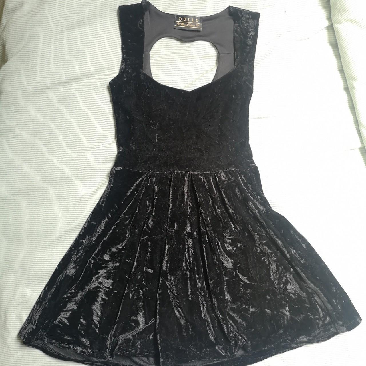 Black velvet dress, labelled as a size 8 but as a... - Depop
