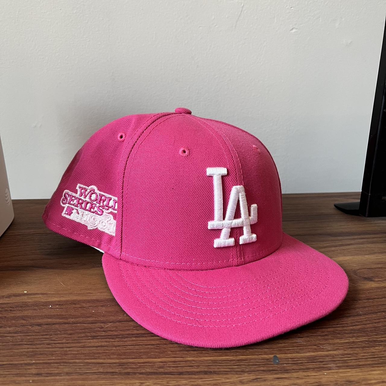 NEW ERA—-LA BABY BLUE CAP PINK BRIM - Depop