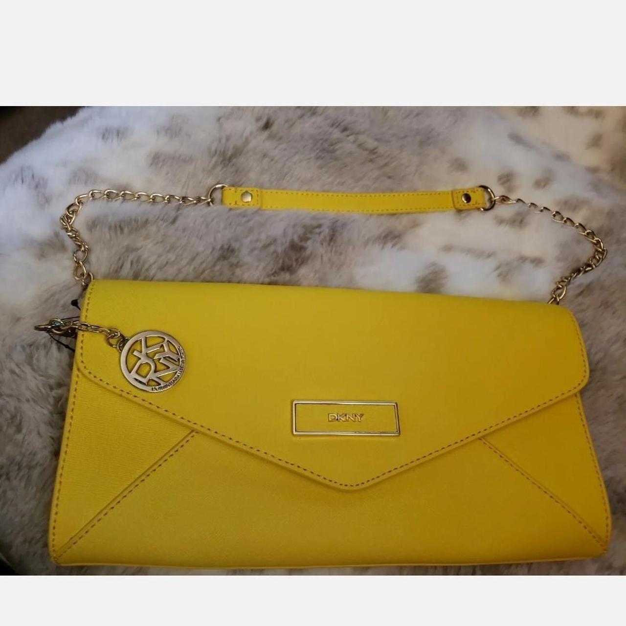 DKNY yellow medium carol pochette bag💛 NEVER USED!! - Depop