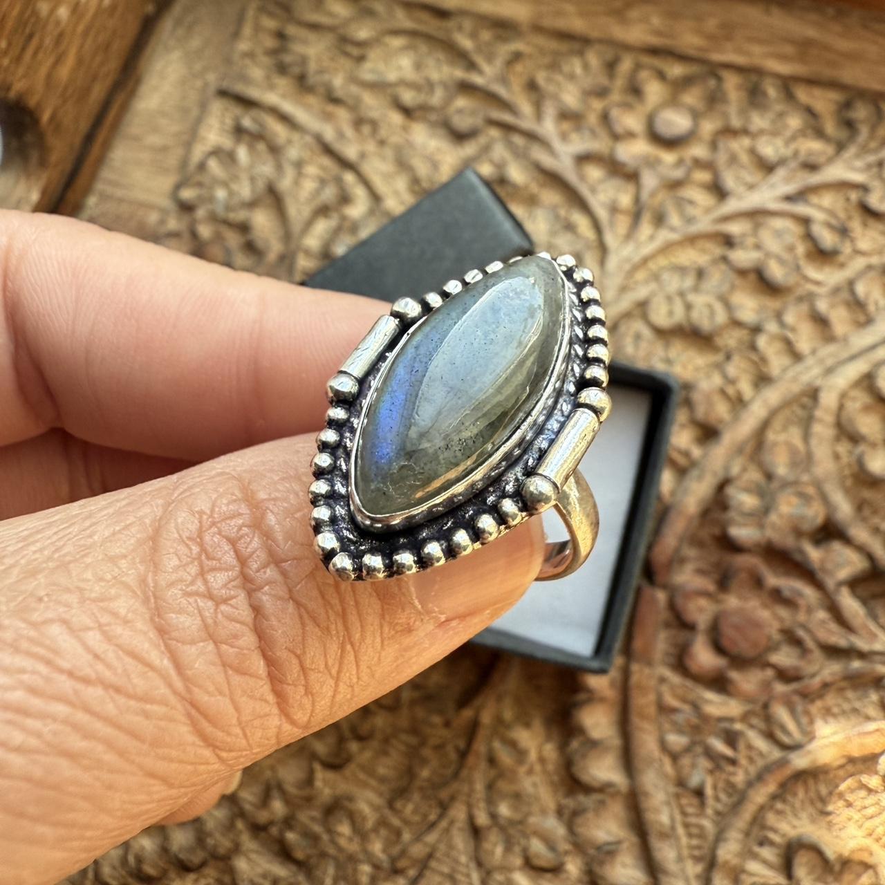 Women's Ring - Silver/Black – Labradorite ring on… - image 2