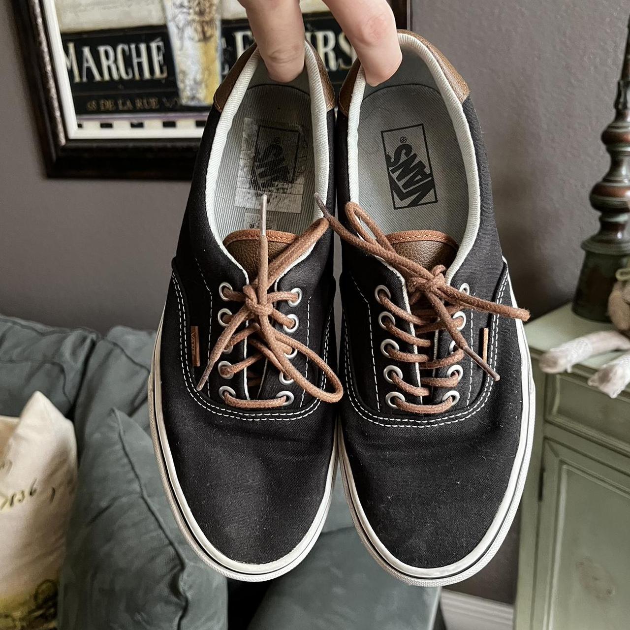 Black leather shoes vans best sale