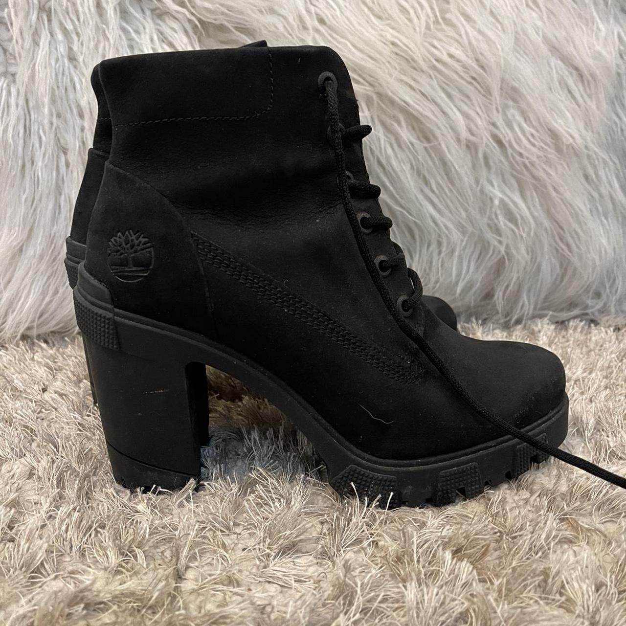 black high heel timberlands