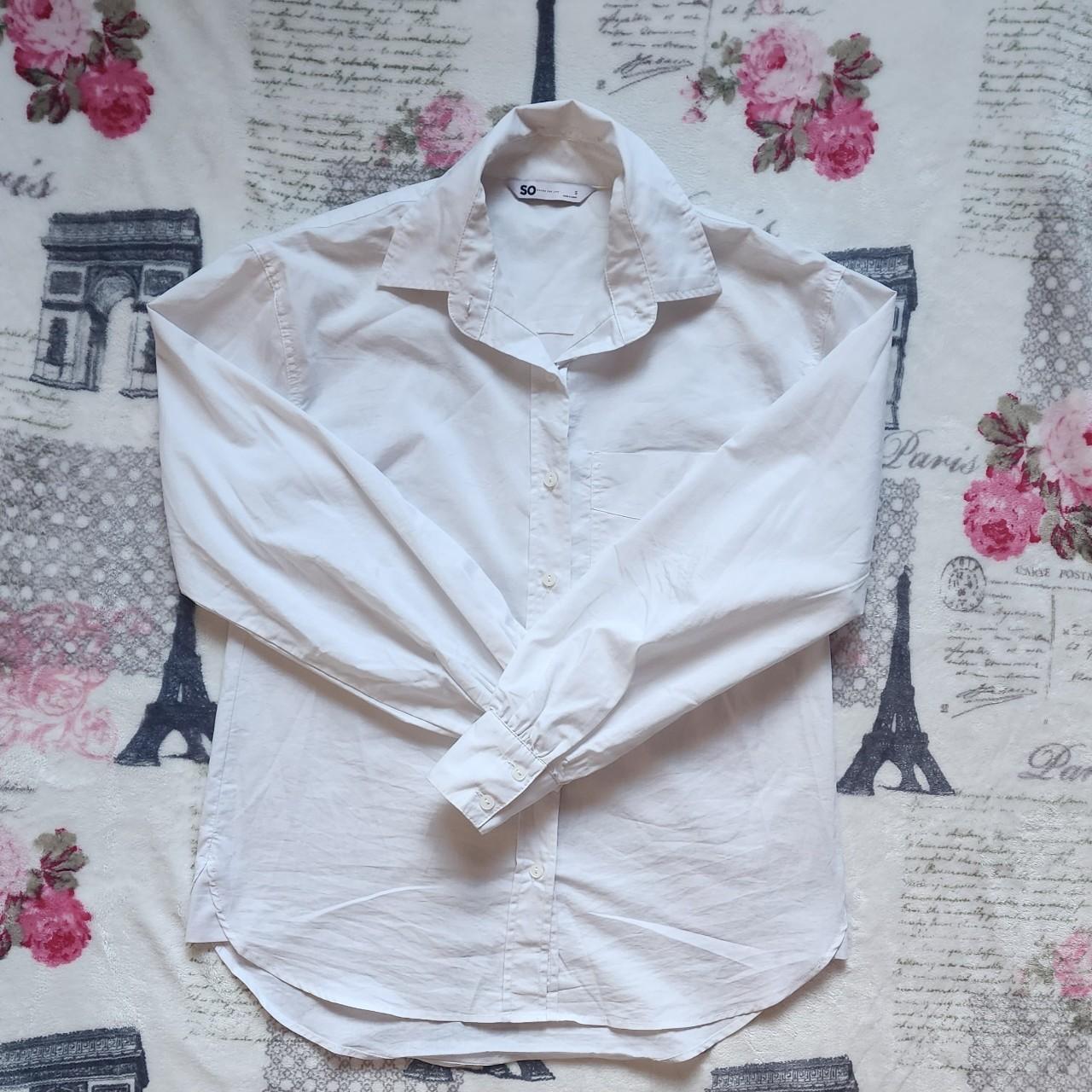 White Puff-Sleeve Collared Shirt Brand: SO ... - Depop