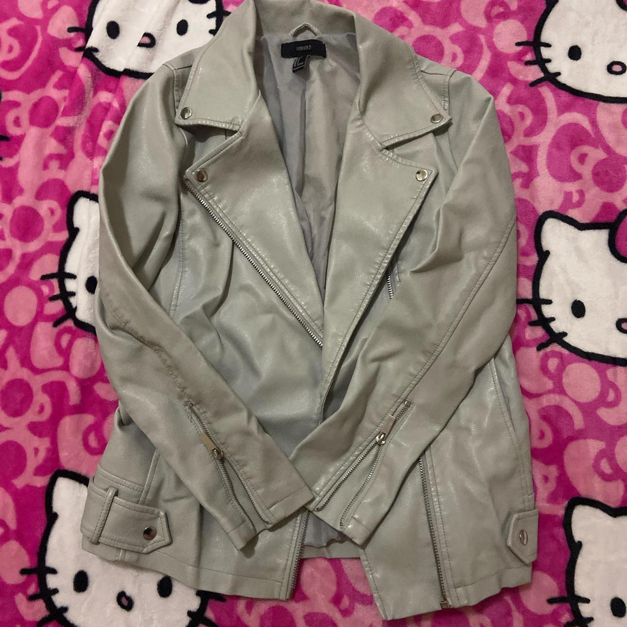 Grey leather jacket forever 21 best sale