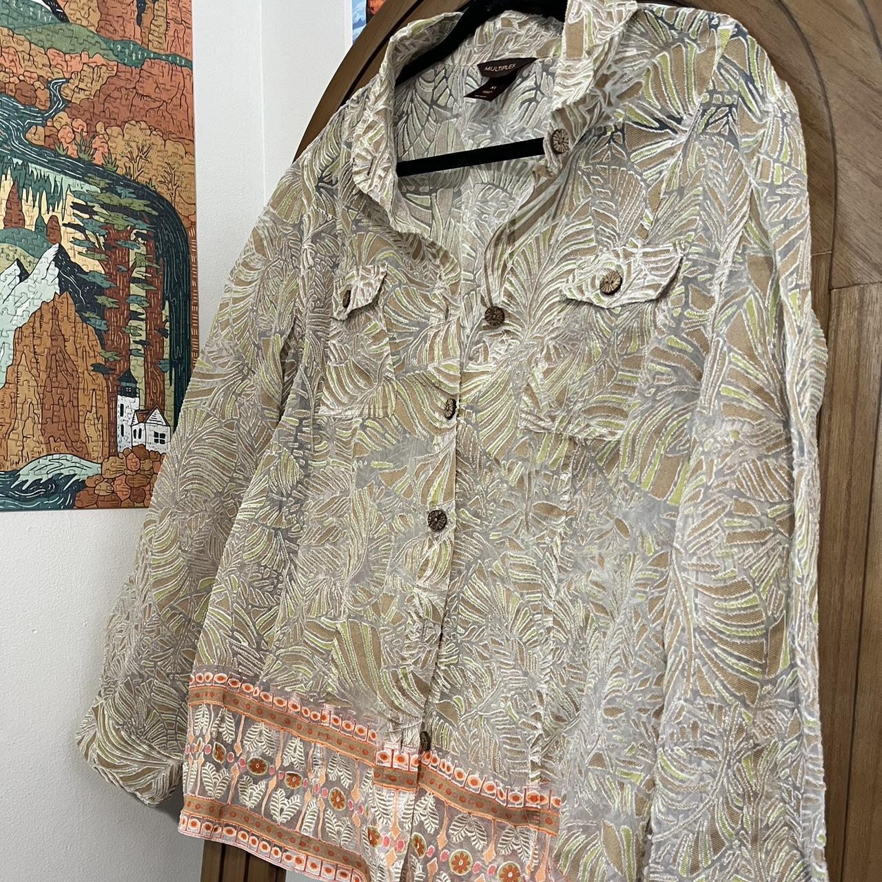 Multiples Women's Blouse - Multi/Cream - XL – Tan… - image 1