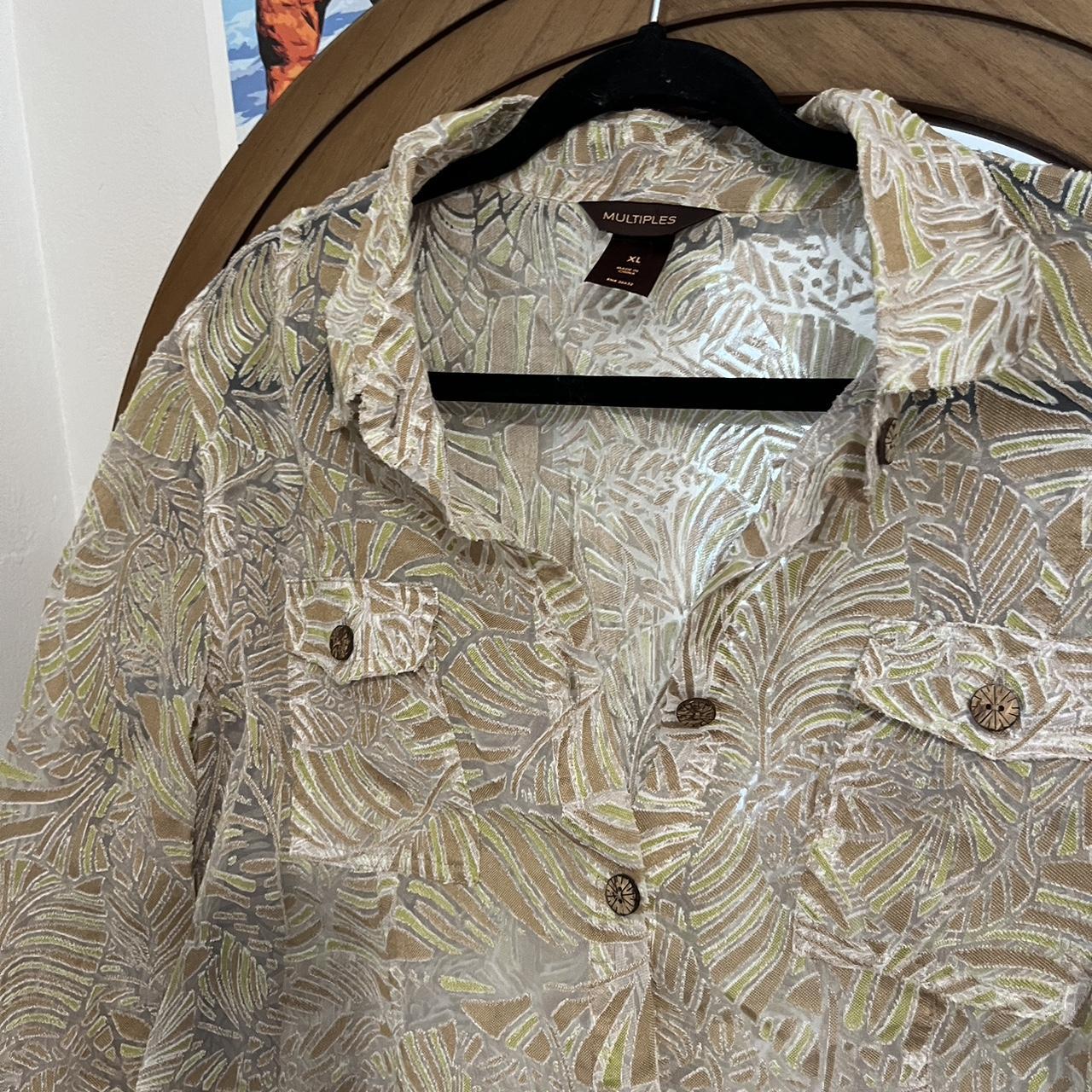 Multiples Women's Blouse - Multi/Cream - XL – Tan… - image 3