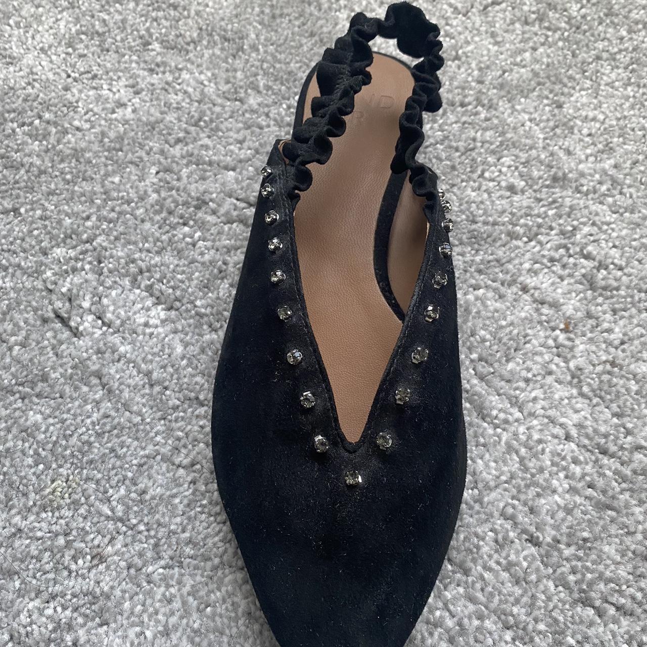 And/Or black suede flat sling backs size 4.... - Depop