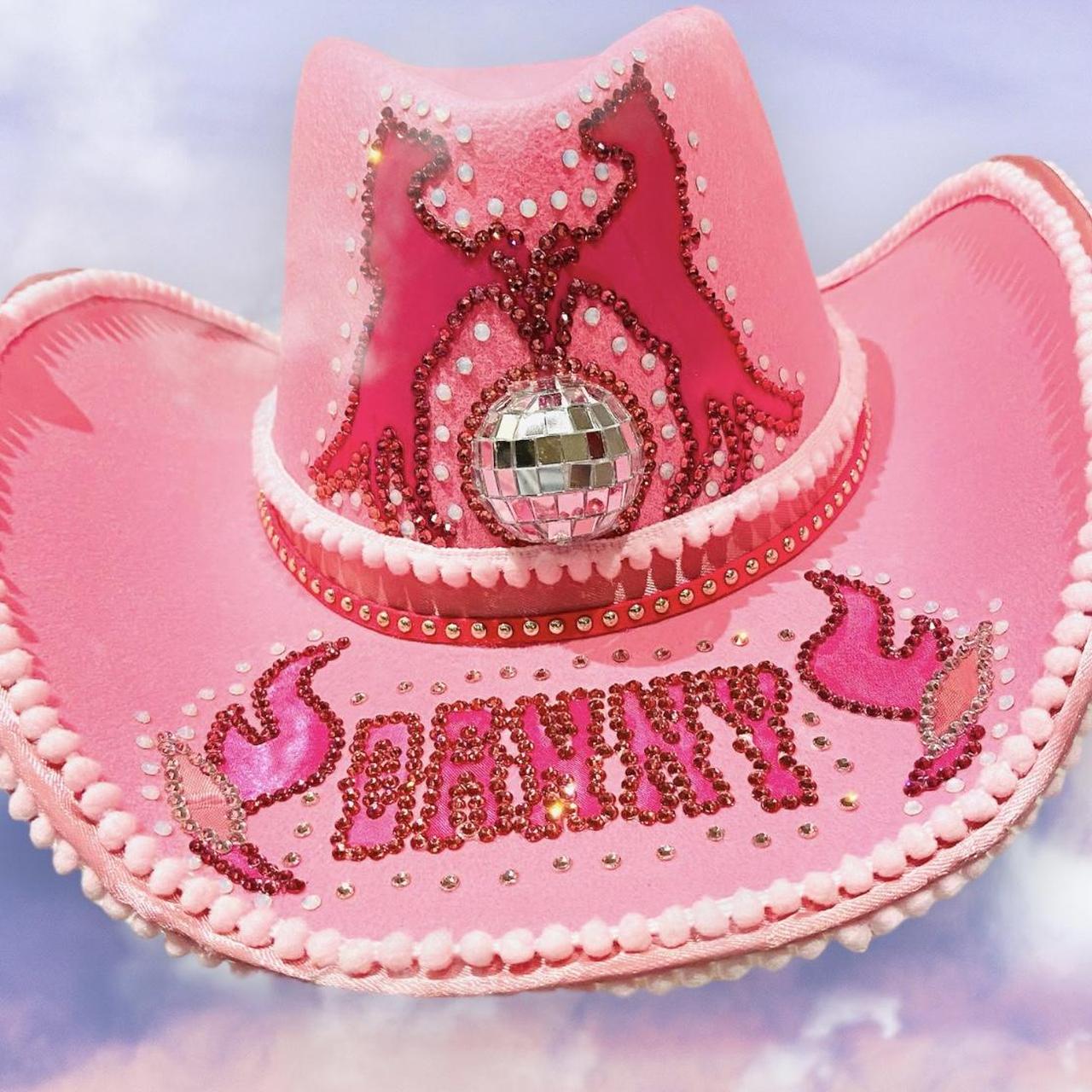 🪩🩷Pink Cowboy Cowgirl Personalised Hat 🩷🪩 😘Pink to... - Depop