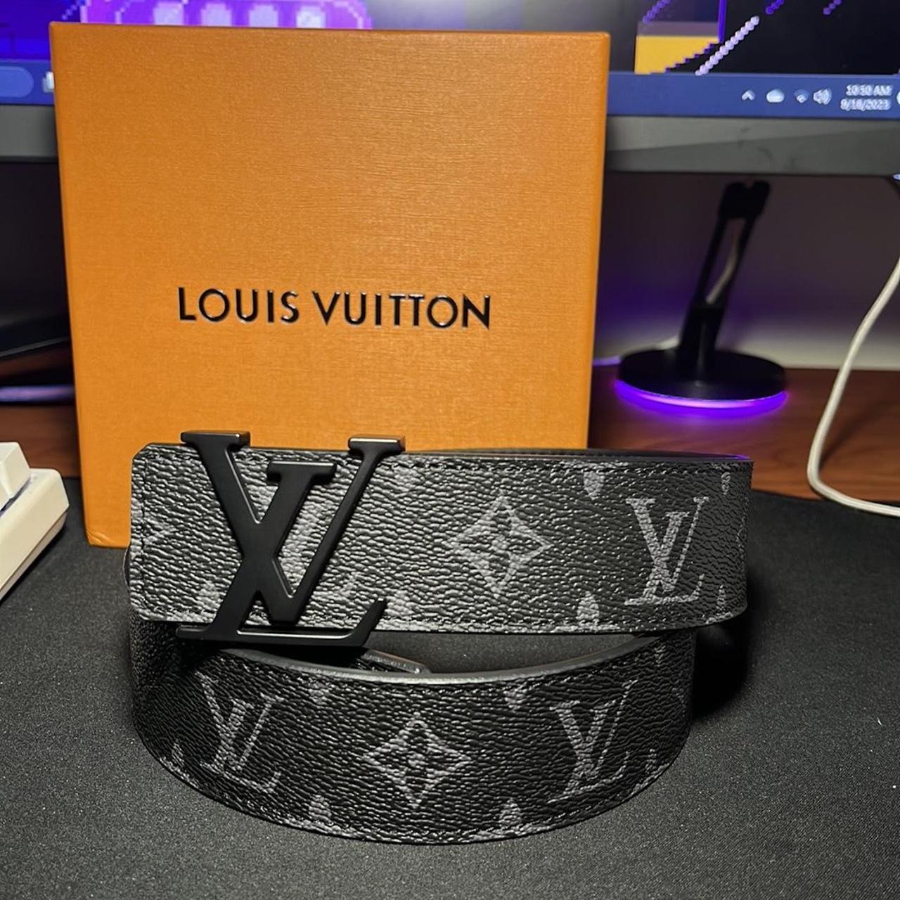 LV Belt (black,grey monogram) - Depop