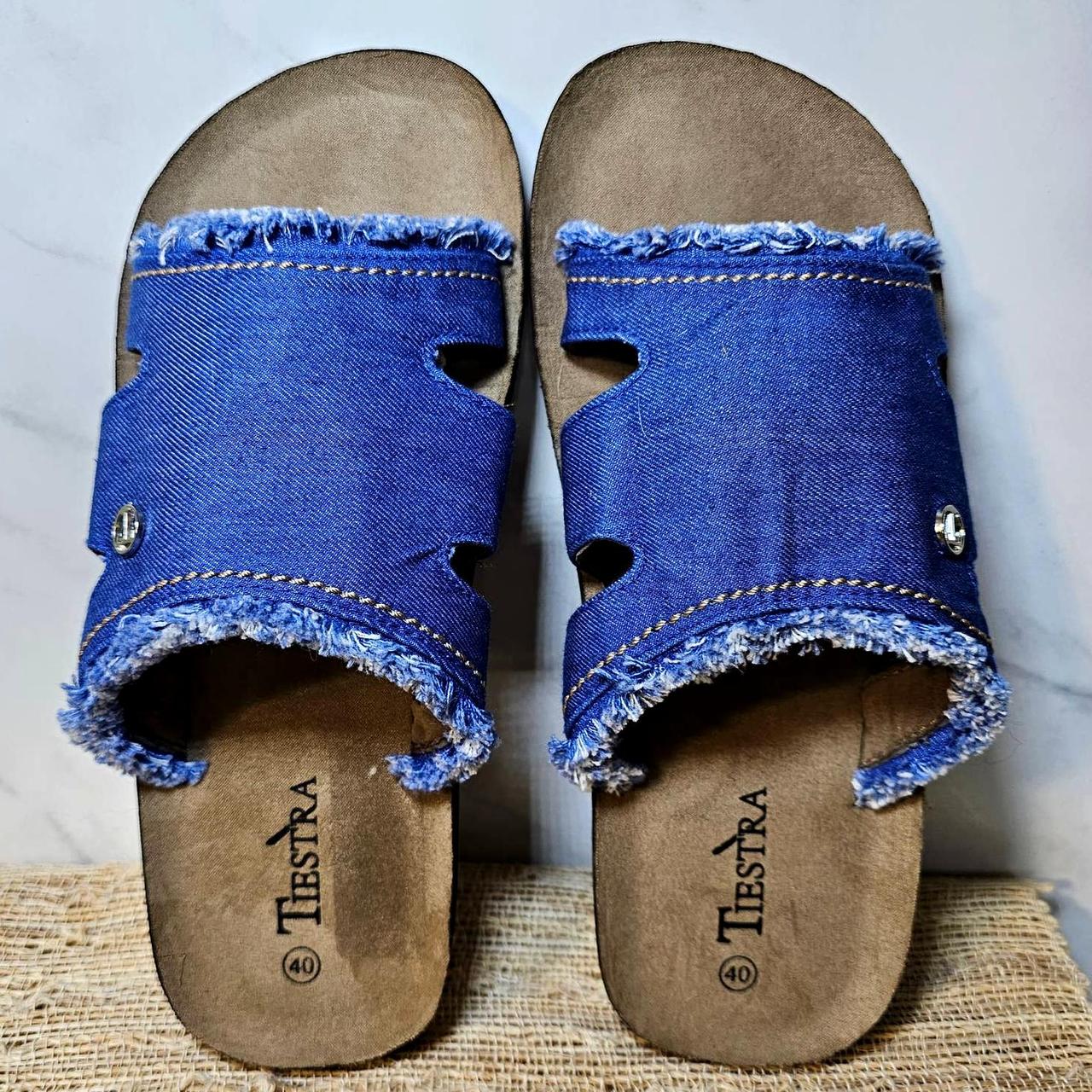 Women's Denim Platform Sandals Double Buckle Strap Open Toe - Temu