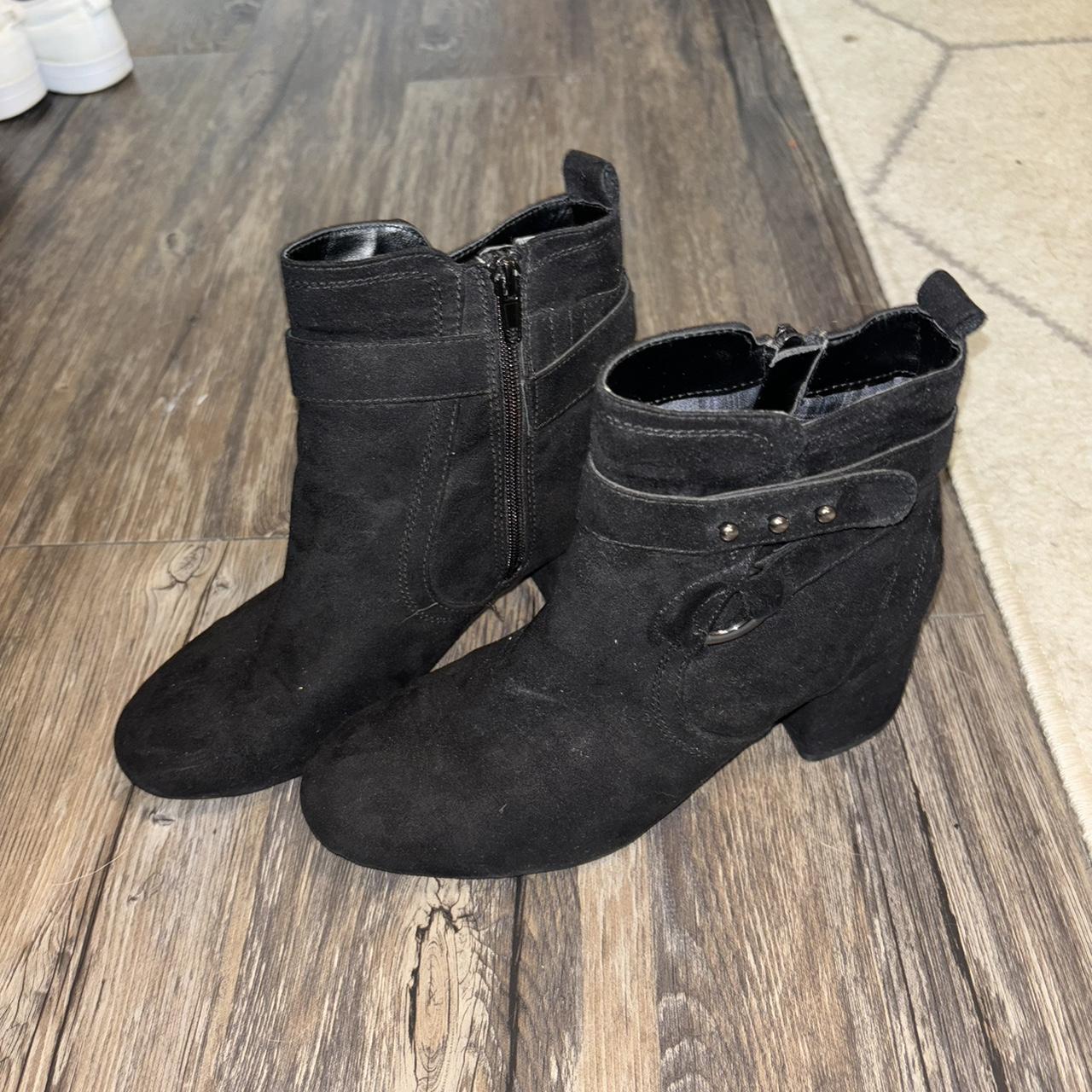 Kelly and Katie black suede buckle boots - Depop