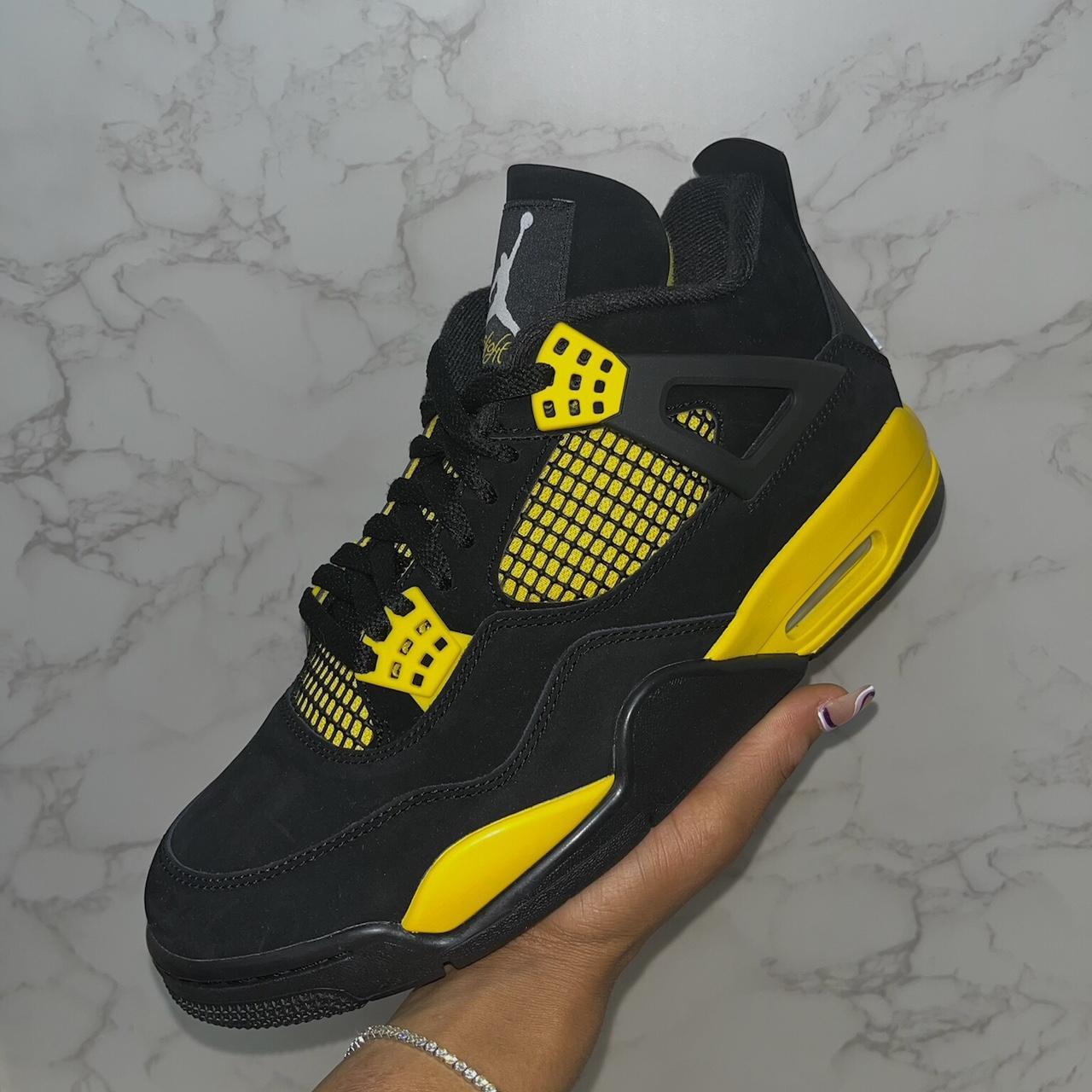 Jordan Black and Yellow Trainers | Depop