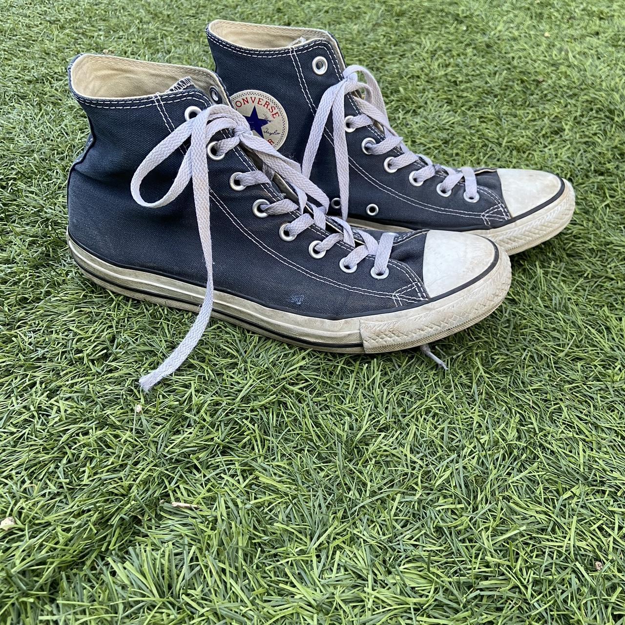 Size 9, navy blue Converse good condition have... - Depop