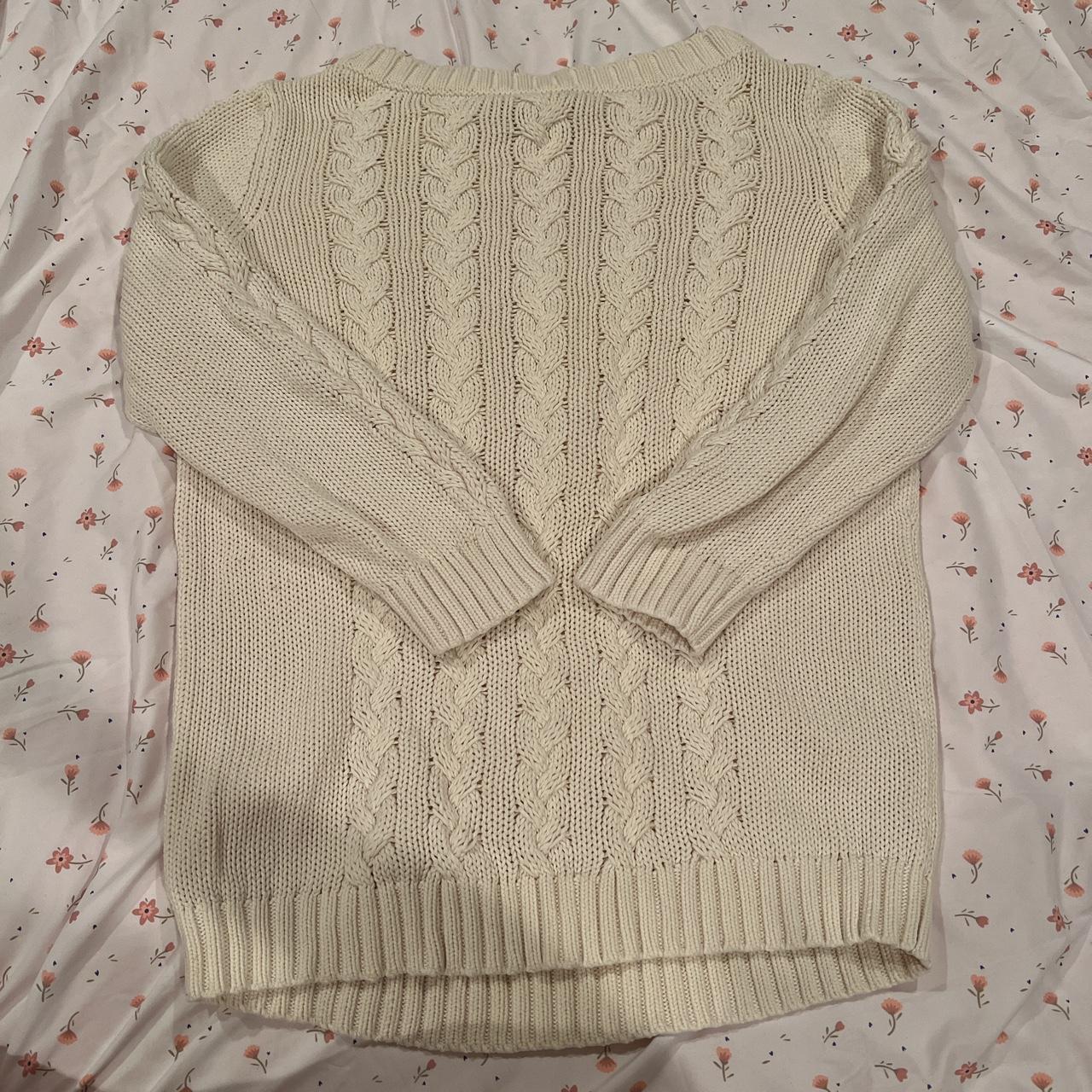 talbots cream braid knit design sweater - Depop