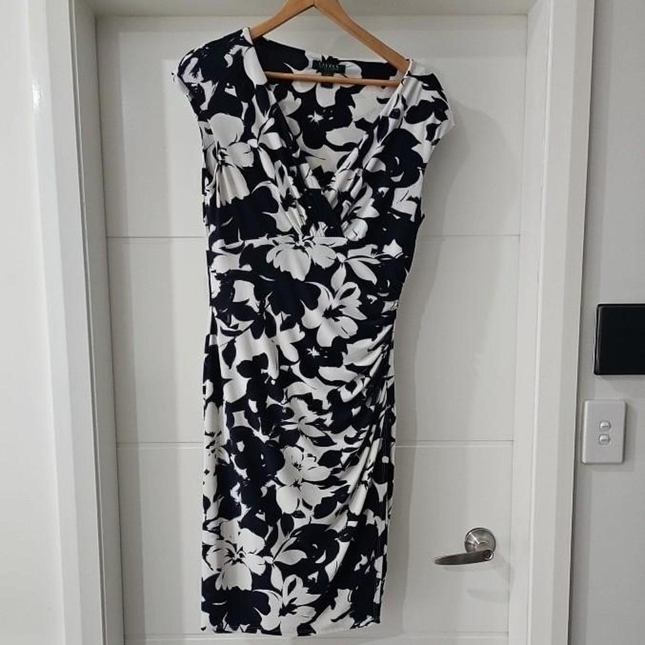 Ralph lauren black and white floral dress best sale