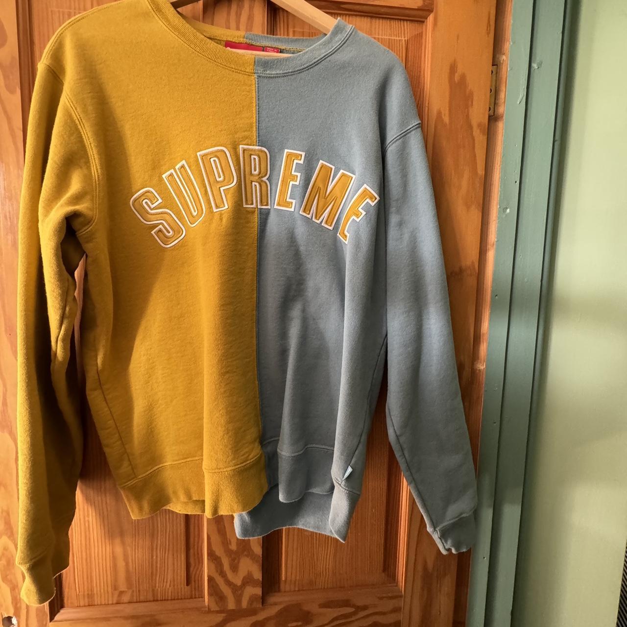 2386 Supreme FW18 Split Crewneck Sweatshirt Mustard...