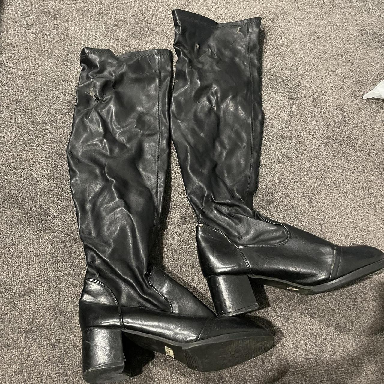 Leather High Boots 👢 outer leather started to peel... - Depop