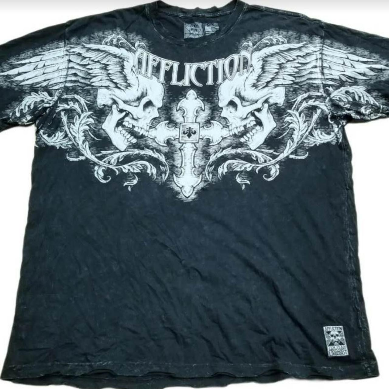 AFFLICTION 2015 Ten Year Anniversary Ghost newest Army Limited Edition Distressed Shirt