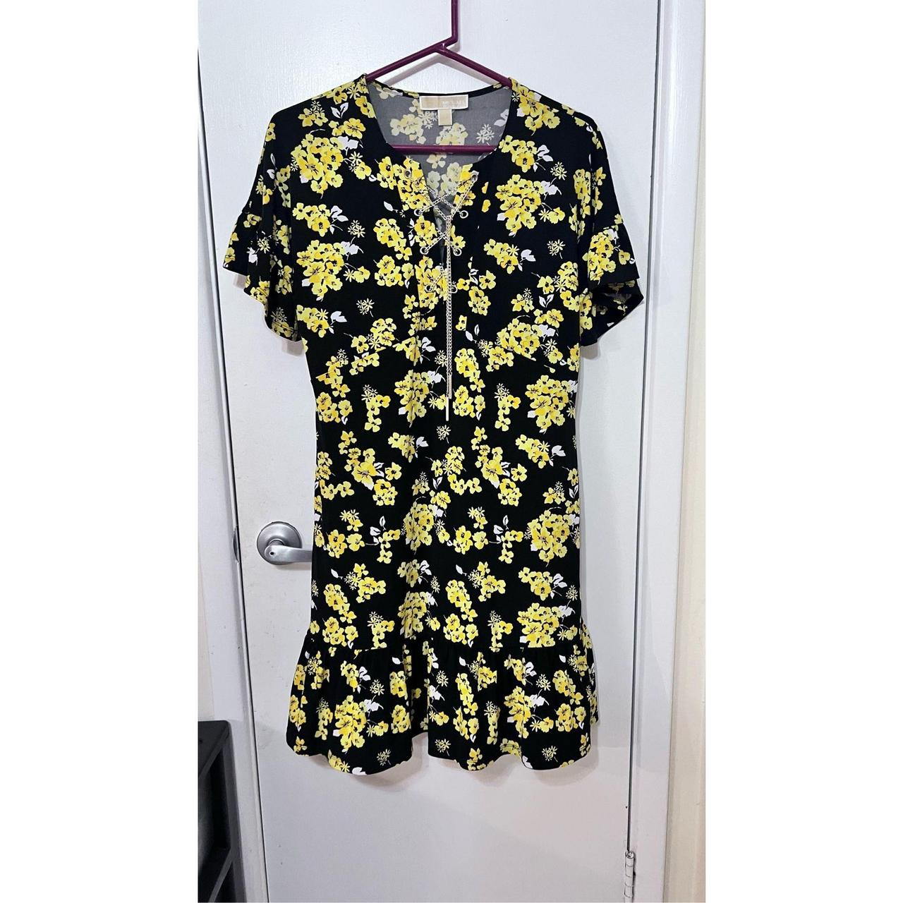 Michael kors yellow floral dress hotsell