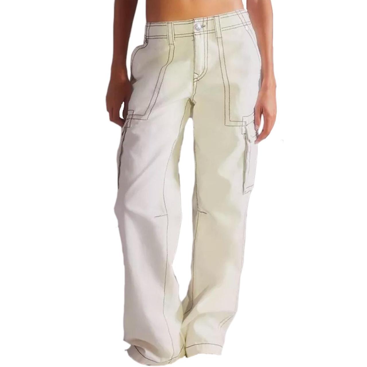 Ally Fashion White Carpenter Cargo Pants Size 10, - Depop