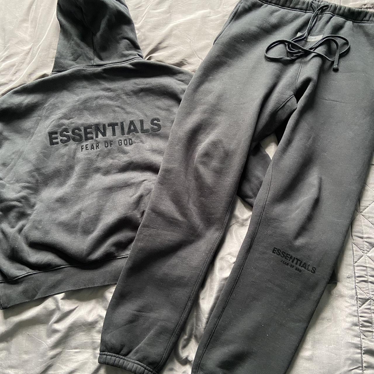 Essentials Men's Black Hoodie | Depop