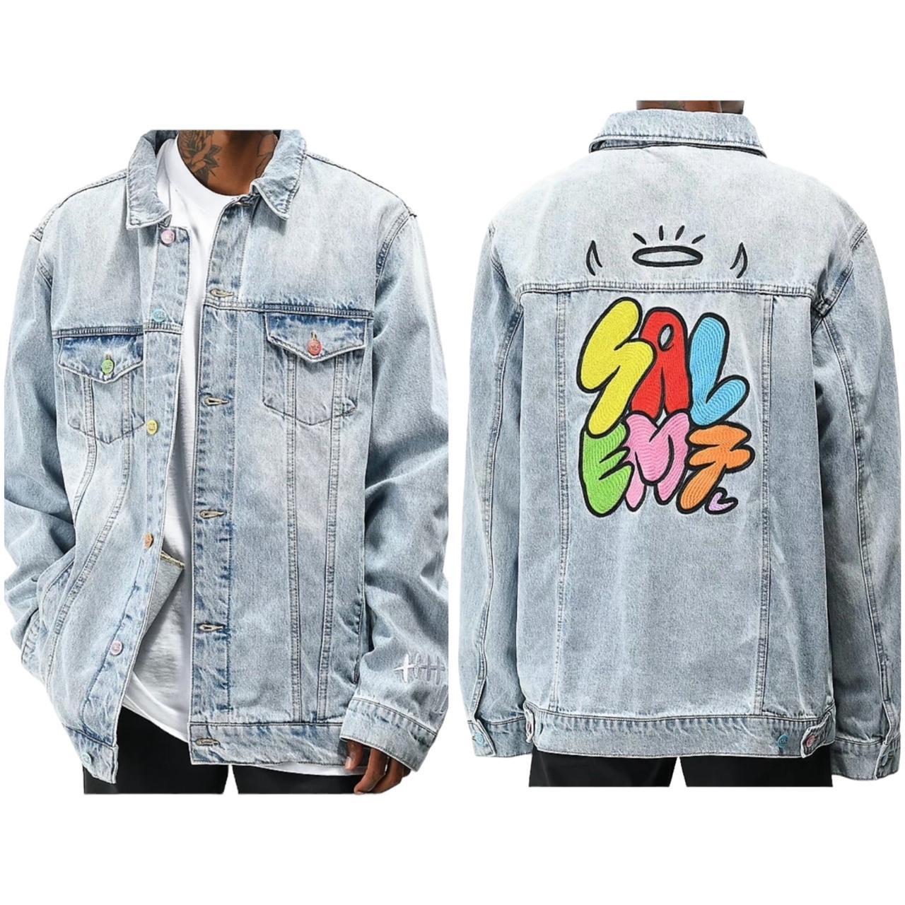 The Salem7 men's denim jacket in size XL is a trendy | Depop