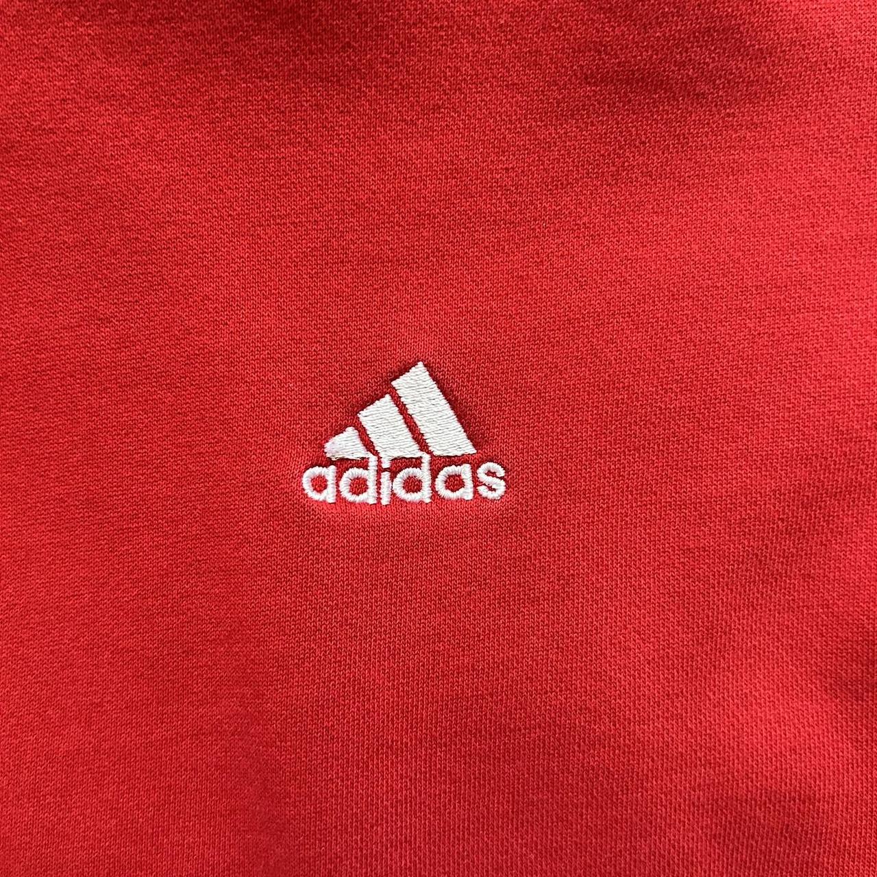 Red Hoodie with White Adidas logo Size Large but... - Depop