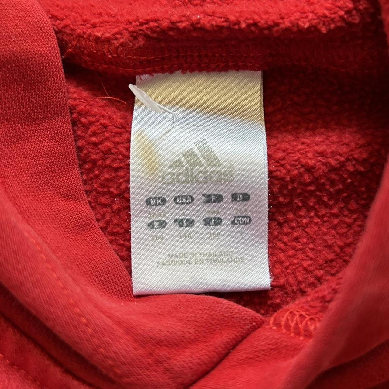 Red Hoodie with White Adidas logo Size Large but... - Depop