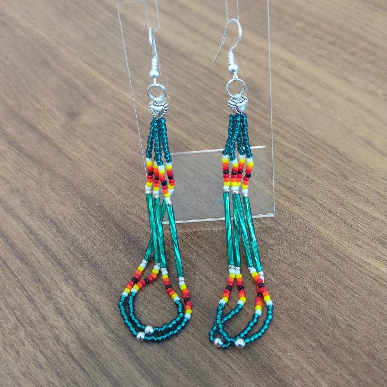 Native Women's Earrings - Multi/Green – Multi-col… - image 1