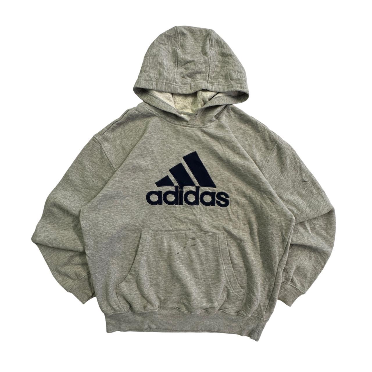 Grey Adidas hoodie men's L MEASUREMENTS: Depop
