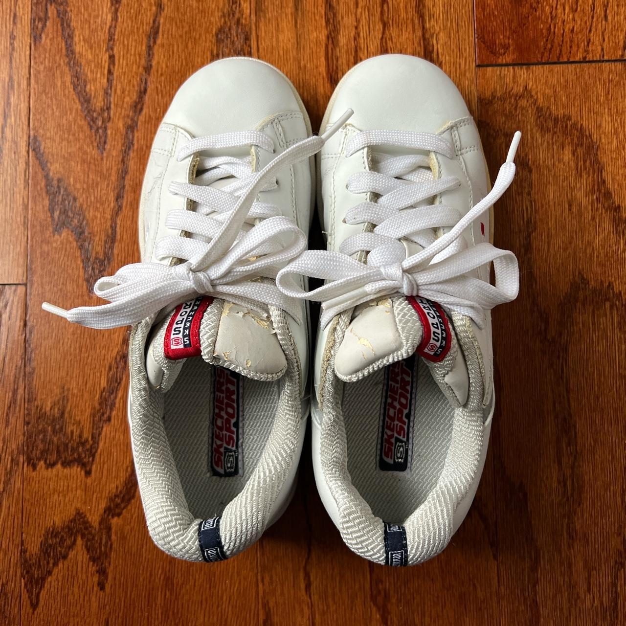 vintage white skechers!! some wear and aging that... - Depop