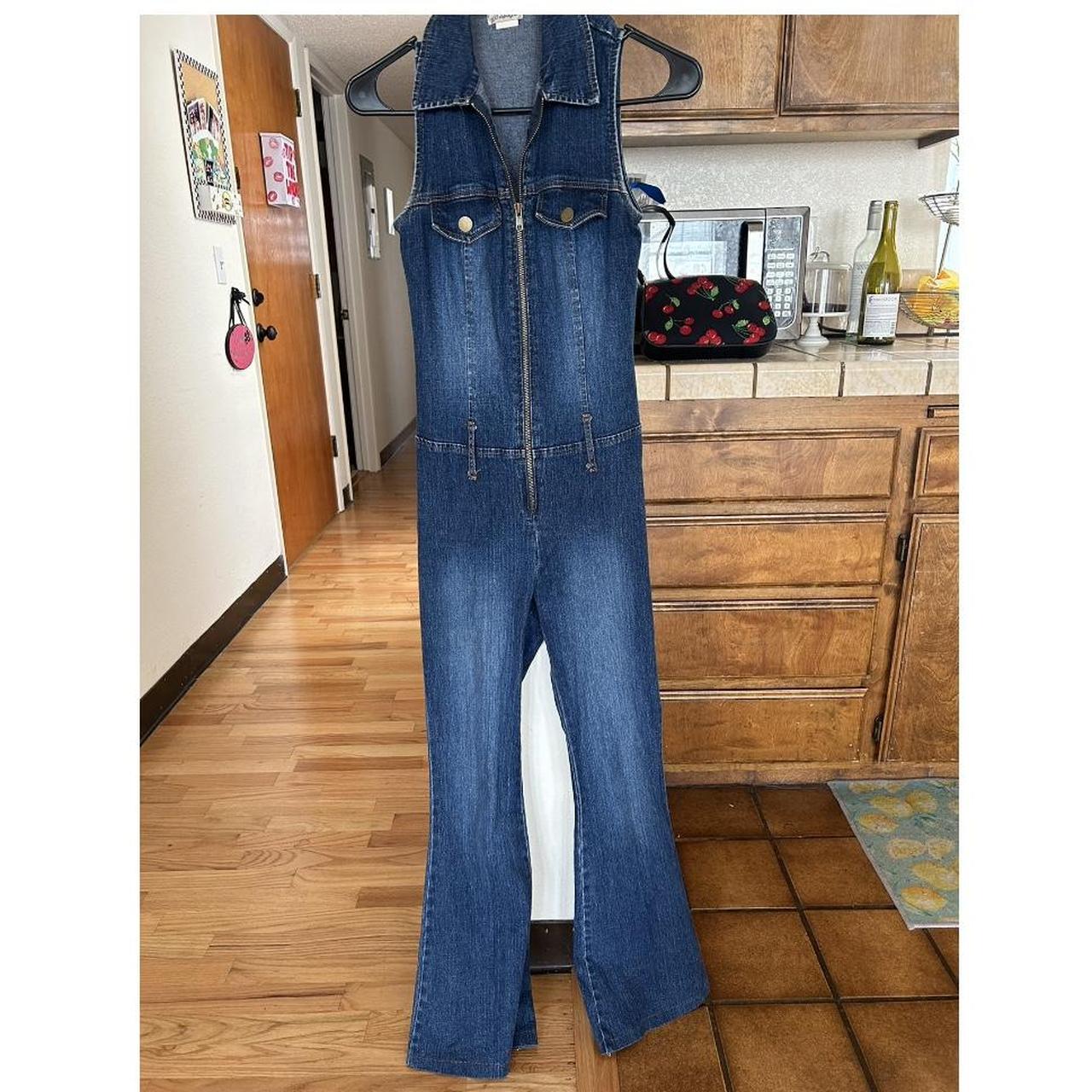 Vintage 70’s Inspired Denim Jumpsuit Size Small Depop