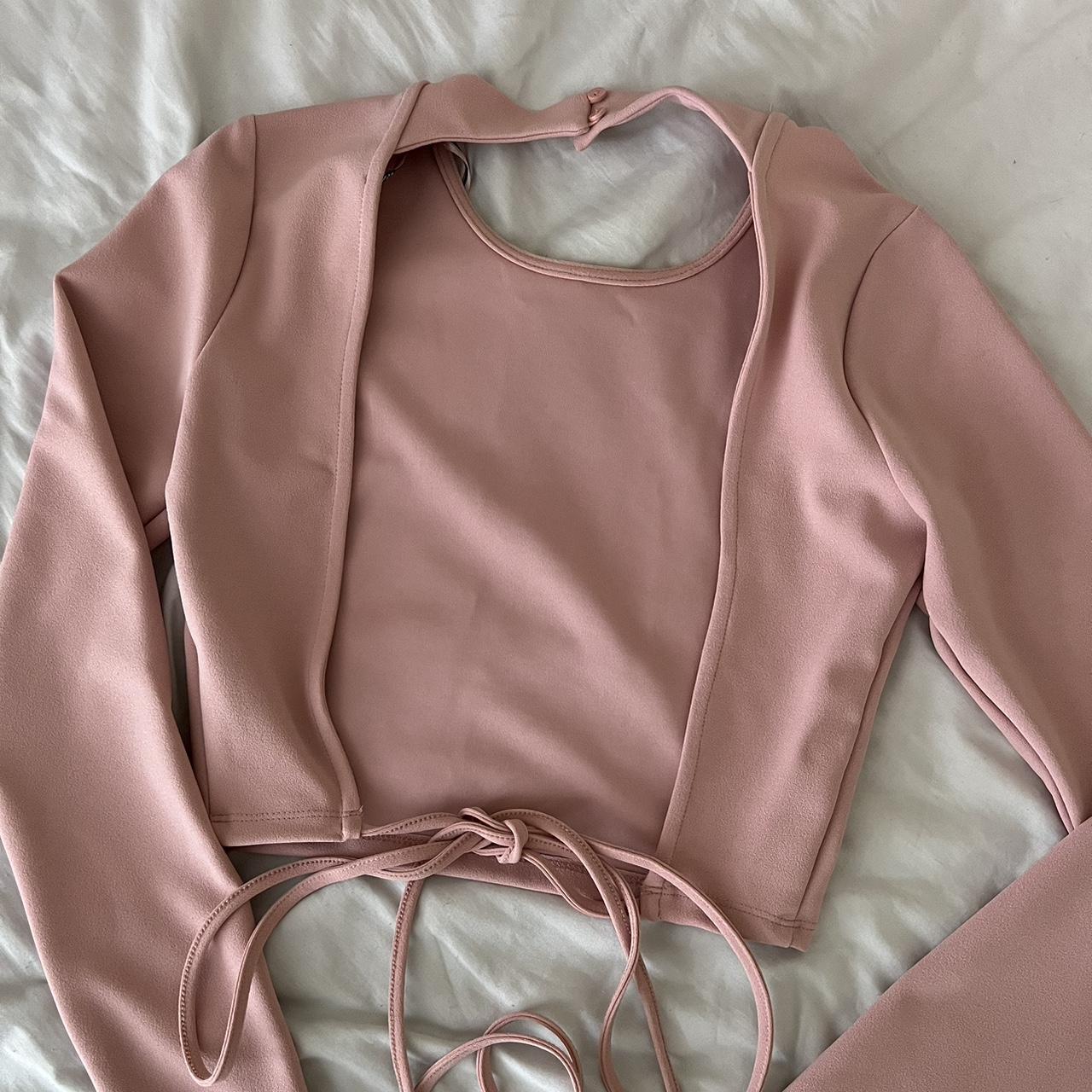 Zara Round Neck Long Sleeve Top In Pale Pink Color Depop