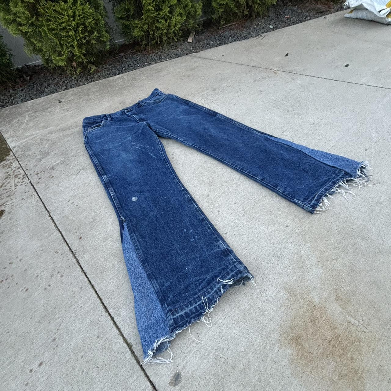 Custom flared denim #reworked #flared #denim... - Depop