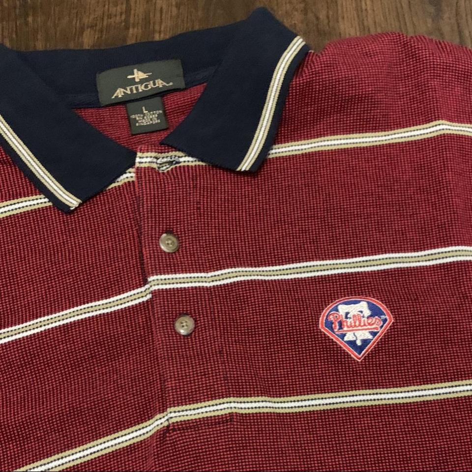 Philadelphia Phillies Polo Shirt Mens Large Red Vintage MLB Baseball Philly